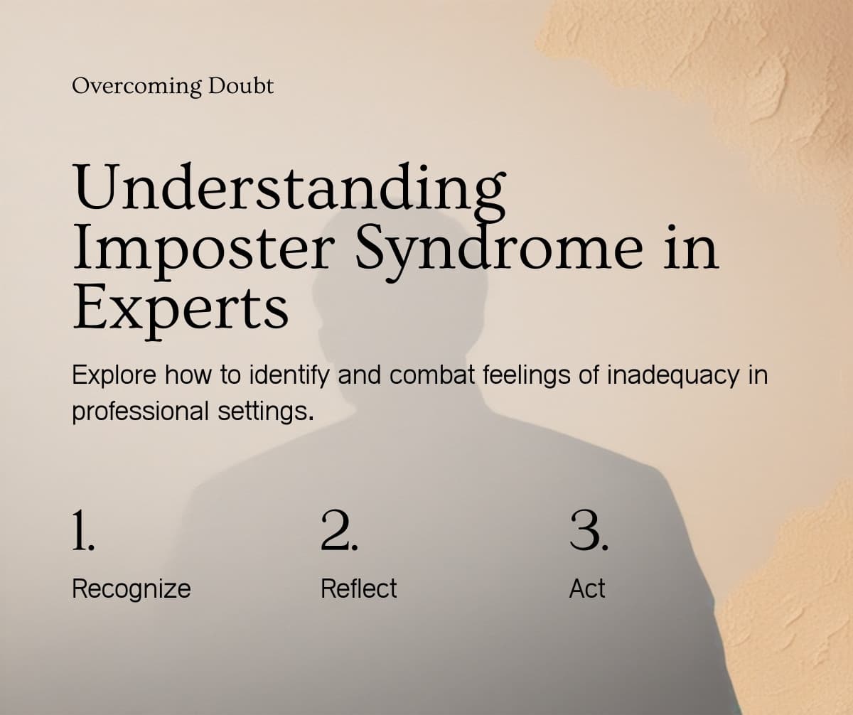 Síndrome do impostor em experts: silhueta de profissional diante de sua sombra ampliada representando o potencial não reconhecido